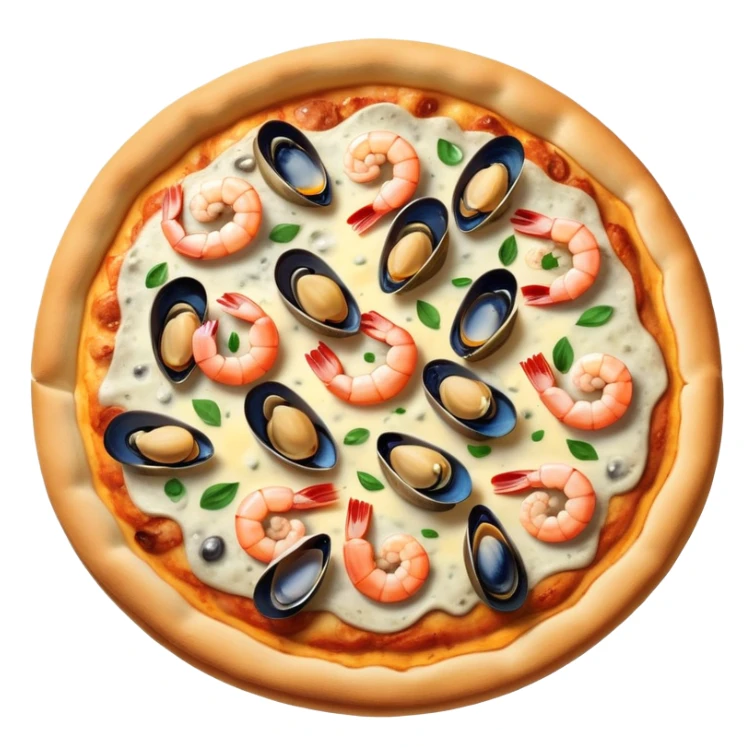 seafood pizza with shrimp, mussels, and clams sticker
