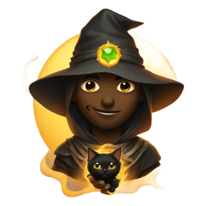 A sun warlock who is holding a black kitten sticker