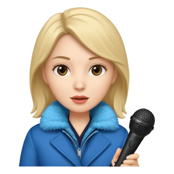 woman with winter clothes holding microphone sticker
