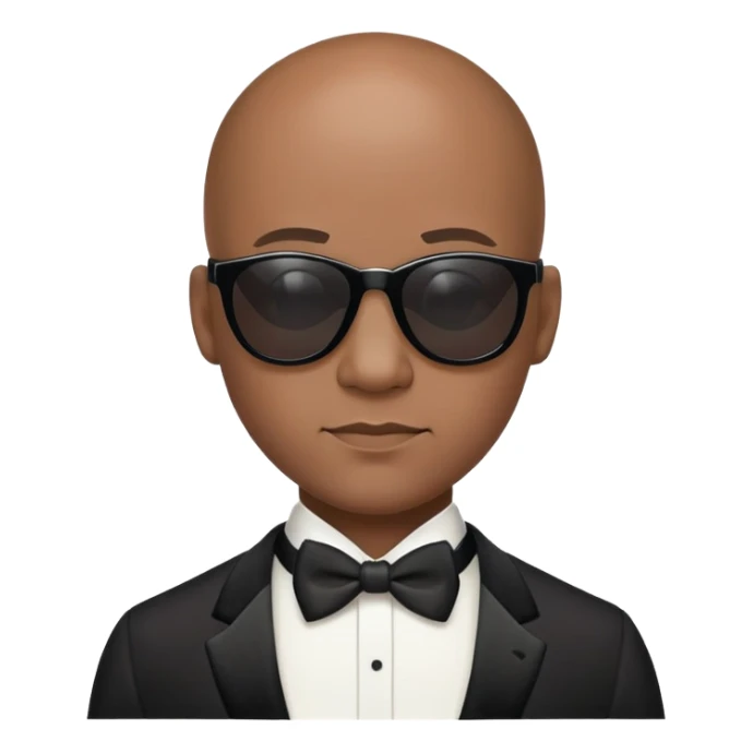 Black bald man with sunglasses in tuxedo  sticker