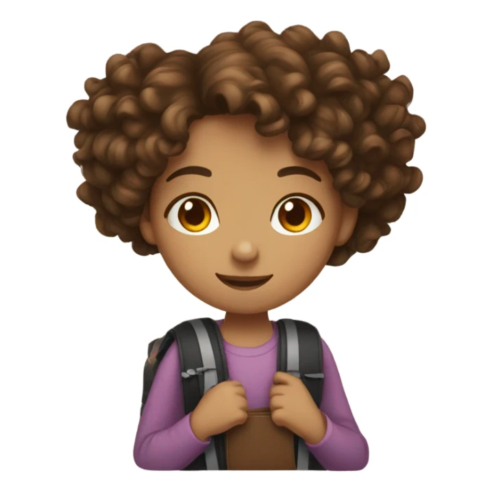 Girl with Brown Curly Hair And Schoolbag sticker