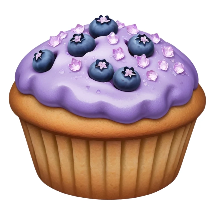 Lavender sprig flower muffin with blueberry and sugar crystals sticker