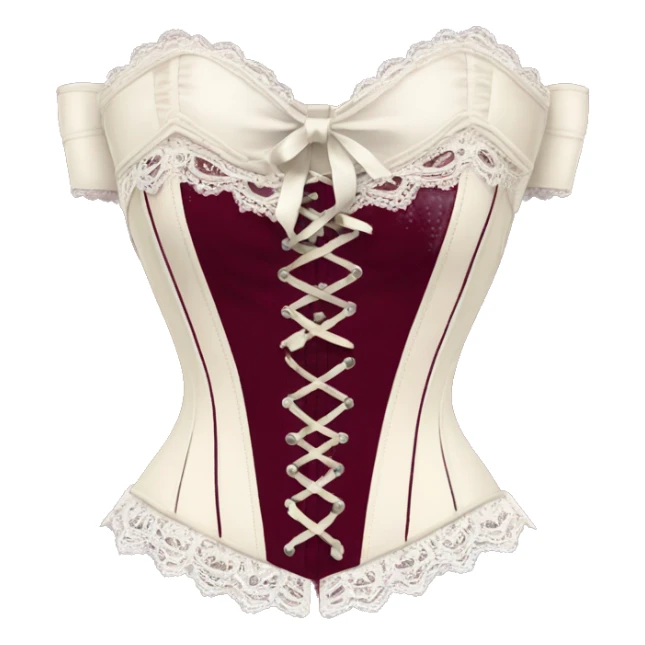 Burgundy ivory corset with lace and bow sticker