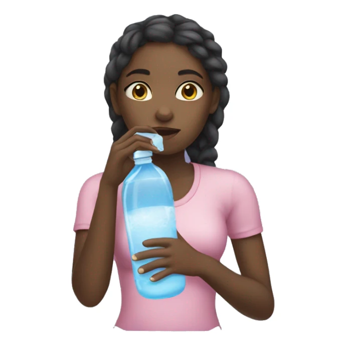 Black girl drinking a lot of water sticker