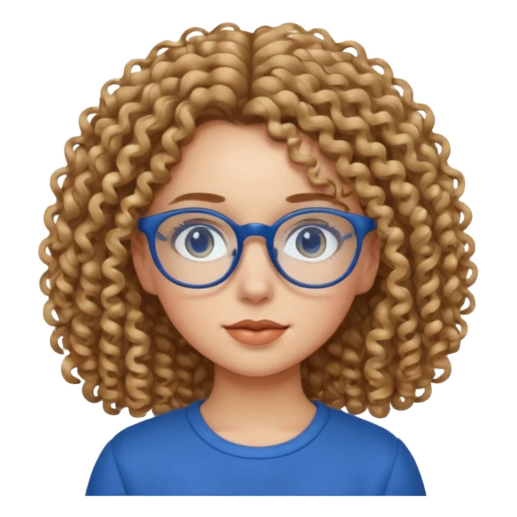 curly hair girl with eyeglasses and blue outfit sticker