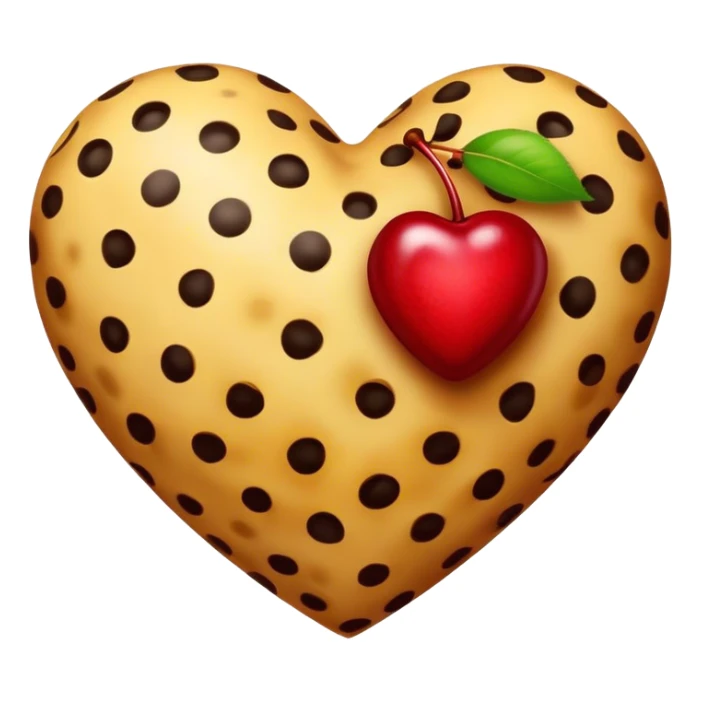 a cheetah print heart with a cherry in the middle sticker