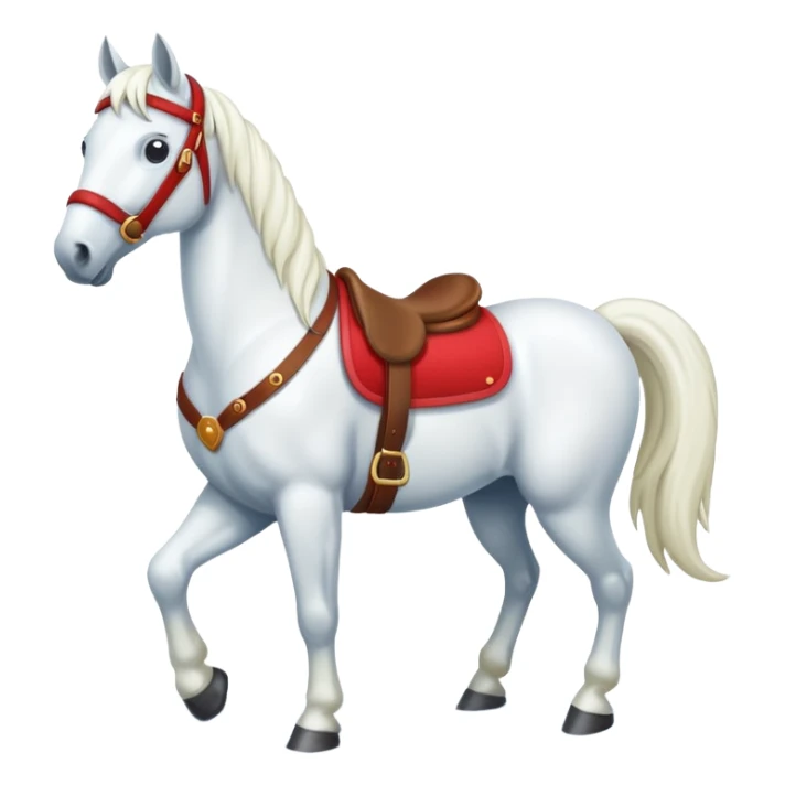 christmas new year's white horse with a red saddle sticker