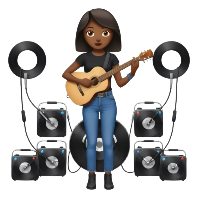 concert black Cable reels connected do a guitar woman sticker