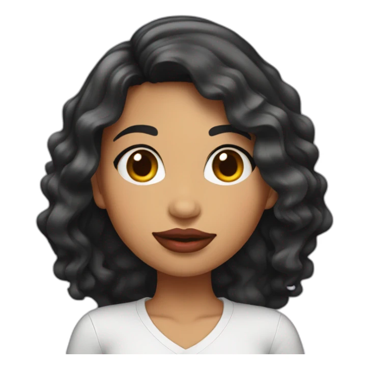 hispanic girl with wavy black hair and juicy lips posing sticker