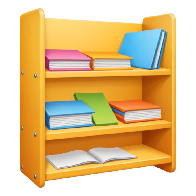 emoji of open magazine, inside there are illustrated empty shelfs sticker