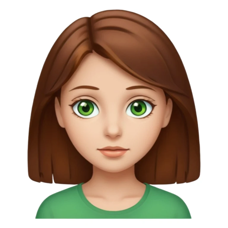 girl brown hair green eyes sticker