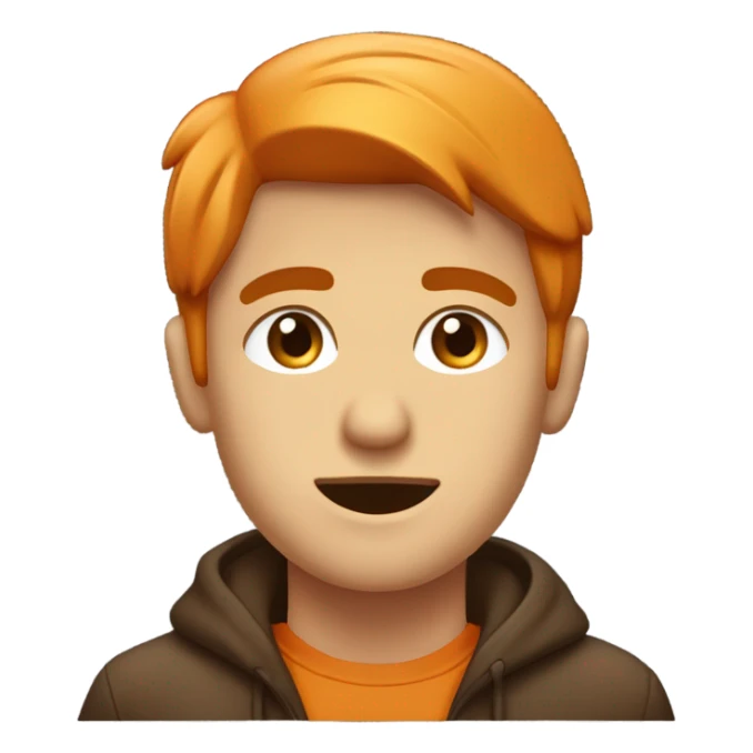 Ragazzo con ciuffo arancione e base capelli marrone occhi azzurri magro ma con muscoli sticker