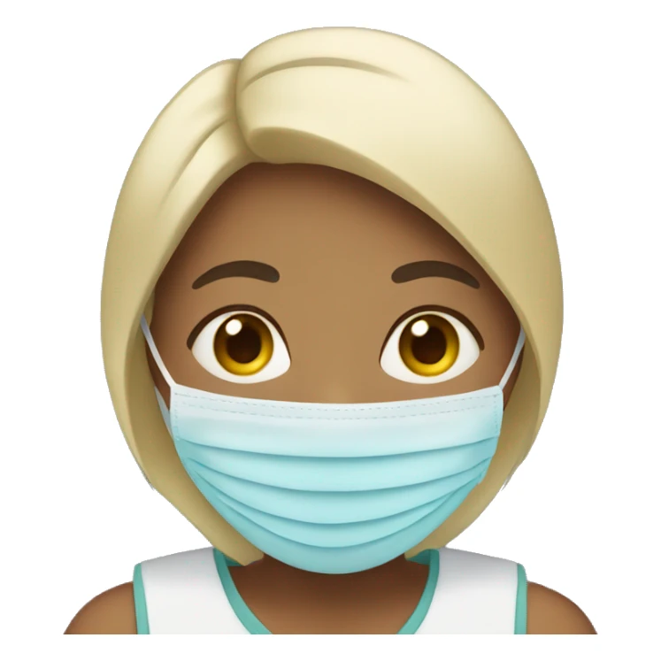 A girl wearing a face mask sticker