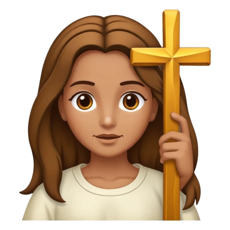 Faça uma menina morena de cabelo cacheado com as pontas claras, abraçando Jesus  sticker