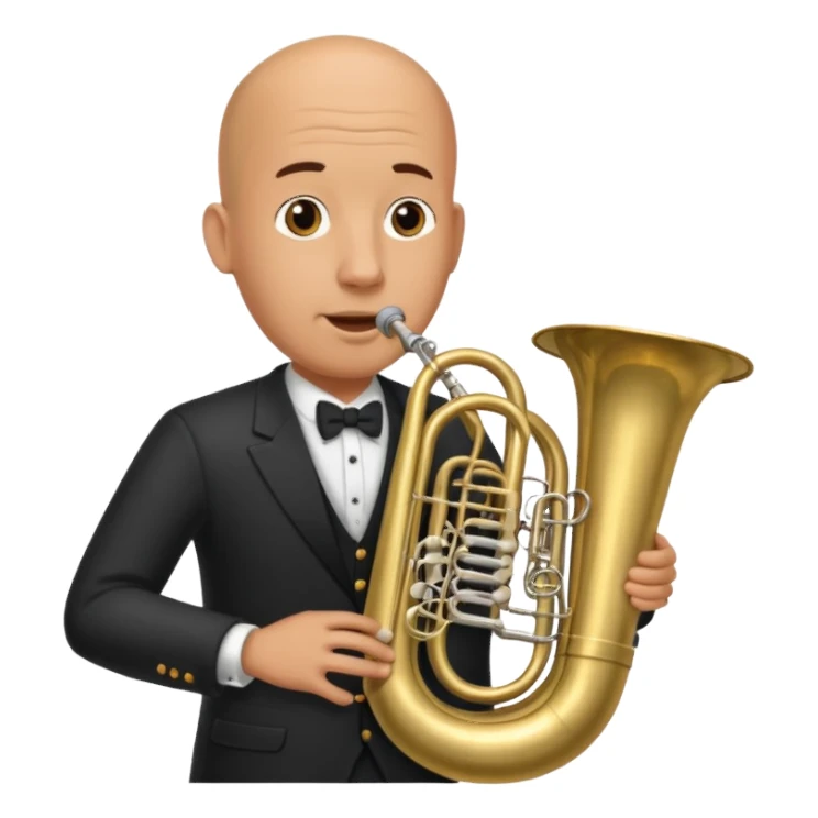 große Tuba, von gltzköpfigen Mann gespielt sticker