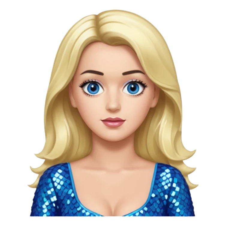 Katy Perry with long blonde hair, blue sequin outfit sticker