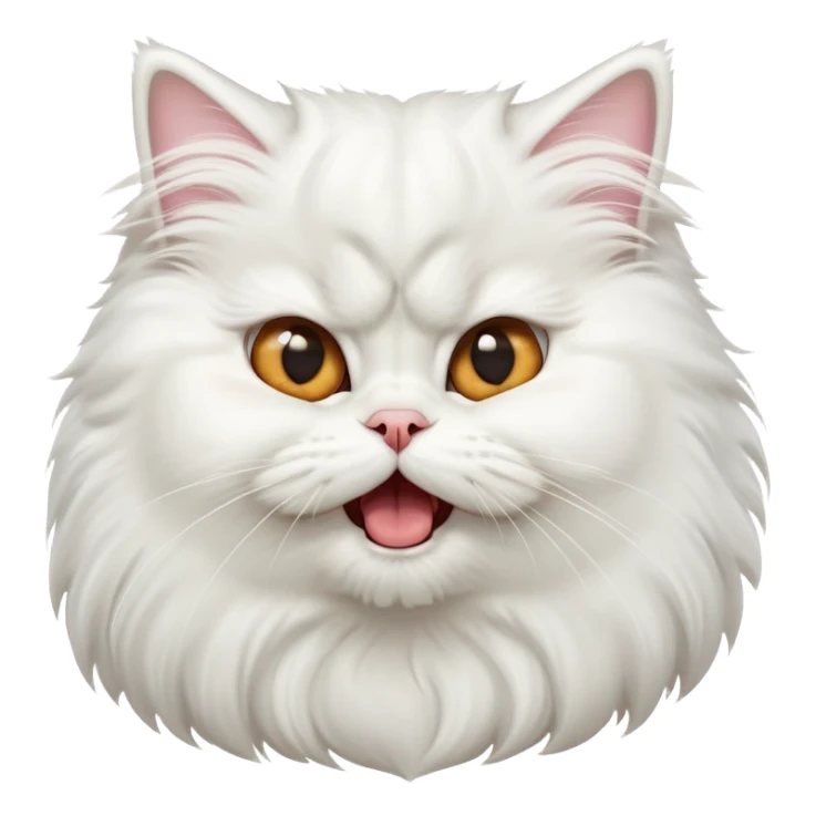 cinematic-adorable-big-eyed-fluffy-solid white-persian-cat-portrait-emoji,-head-tilted-playfully-with-a-cute,-exaggerated-yawn,-fluffy-solid white,-simplified-yet-irresistibly-cute-features sticker