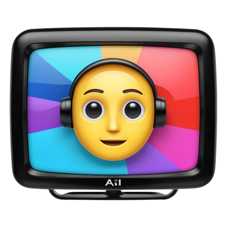 A 2d TV box facing the camera that reads AI sticker