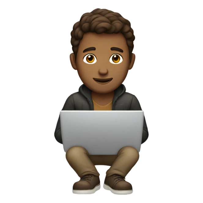 Brown hair man with laptop  sticker