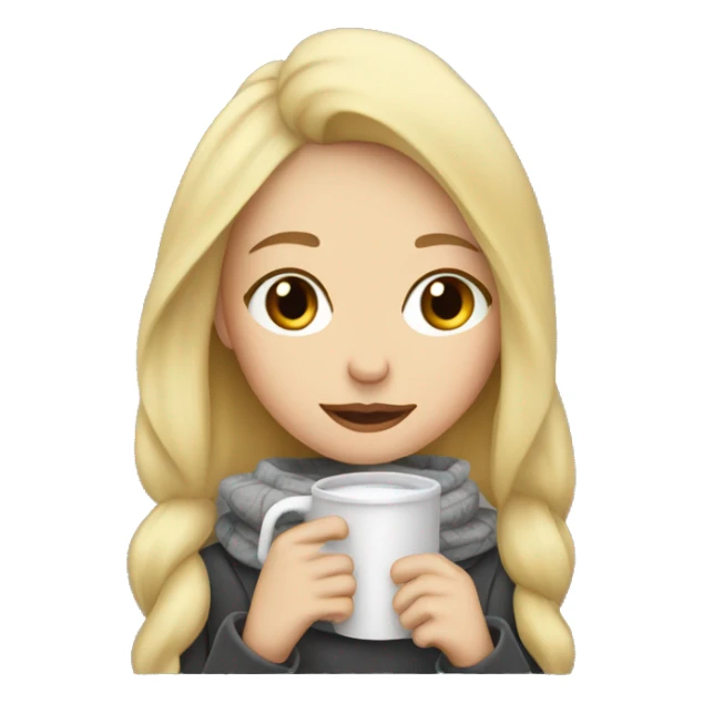 Blonde girl being cold, drinking hot coffee and being cozy sticker