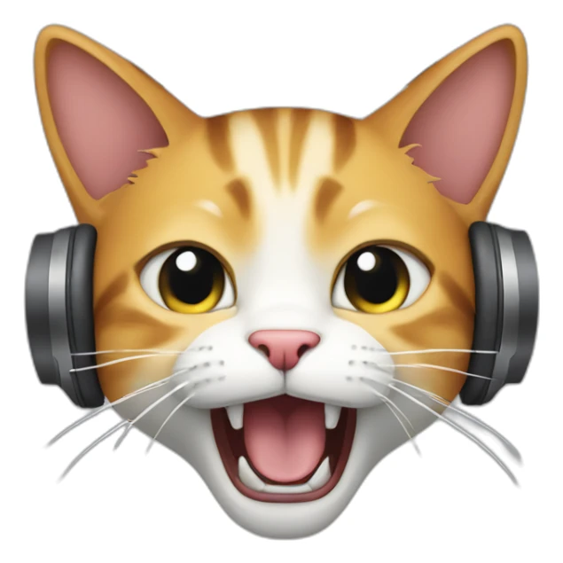 The cat is yelling in headphones sticker