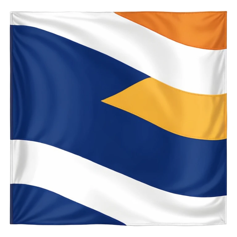A flag whit darkblue, blue, white, yellow and orange and has 5 stripes white in the middle, blue in next to white left, yellow next to white right, orange next to yellow right, dark blue next to blue left sticker