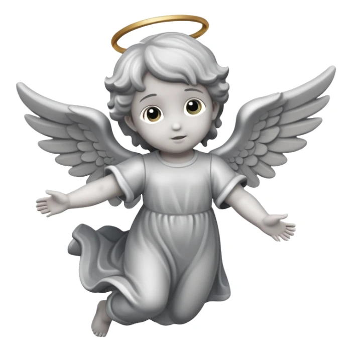 grey flying angel kid made in stone sticker