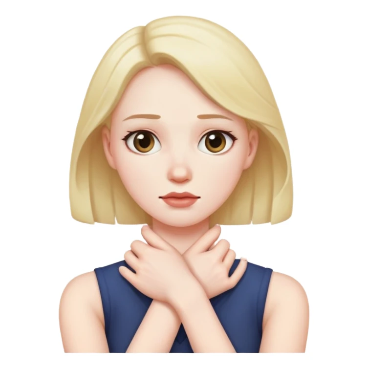 arms crossing holding around her throat sticker