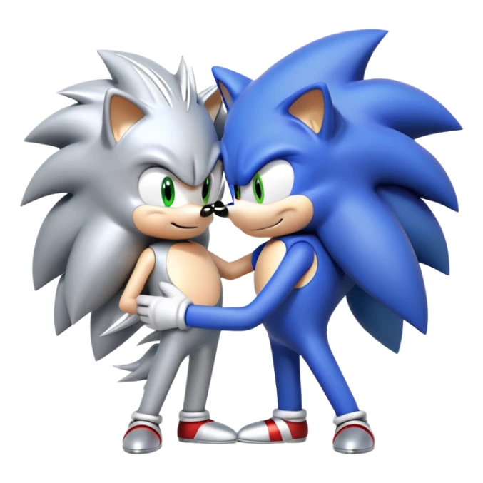 Sonic the Hedgehog and Silver the Hedgehog hugging each other sticker