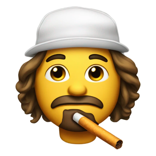 Emoji with long hair and hat backwards with cigarette  sticker