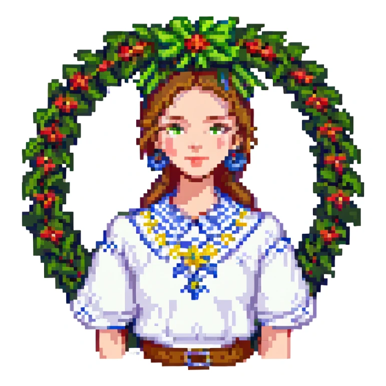 Ukrainian girl in a wreath and embroidered shirt sticker