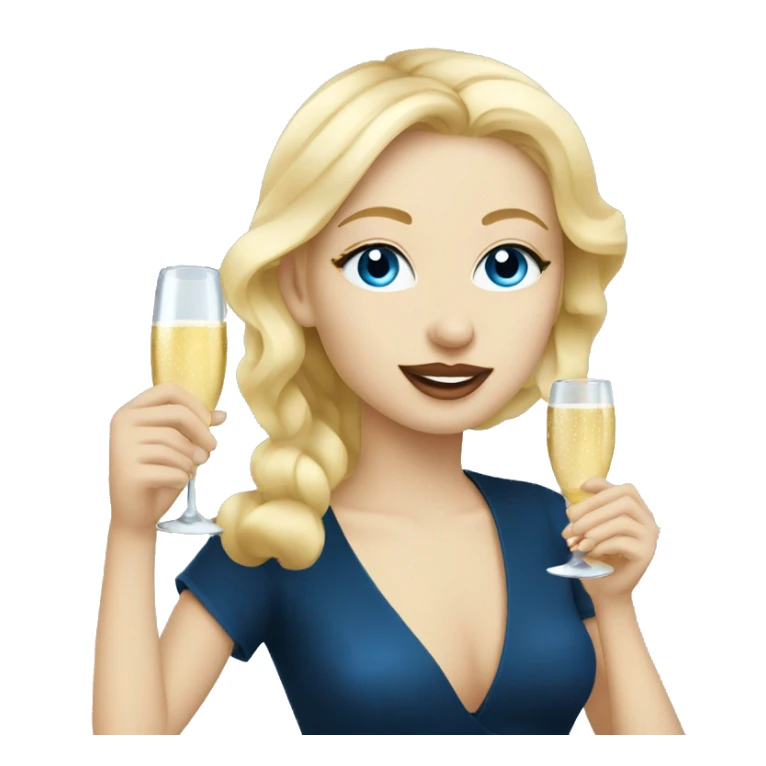 Blonde girl with blue eyes drinking Champagne and eating caviar  sticker