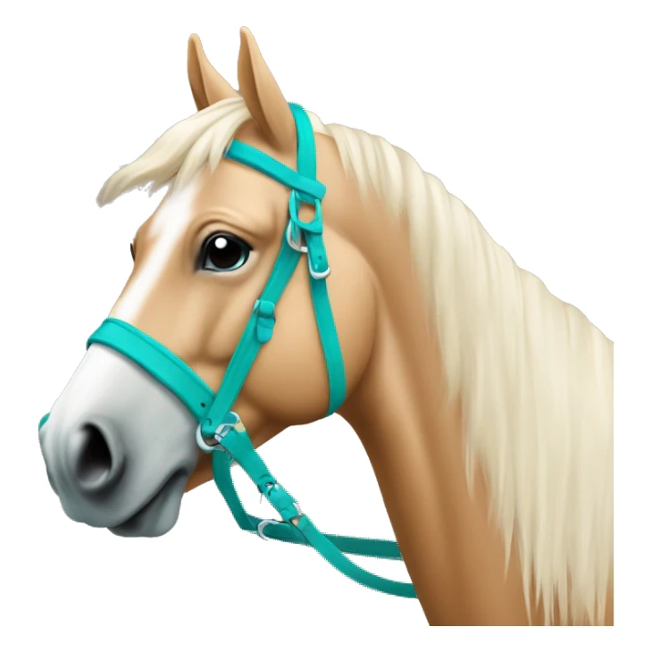 Cheval palomino vu de coté avec un licol turquoise sticker