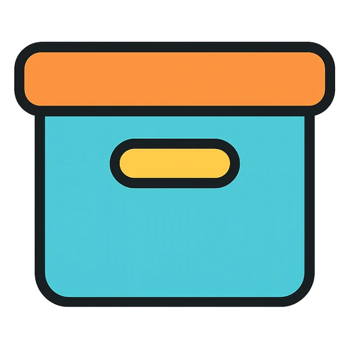 storage icon, with a box or drawer, modern icon style sticker