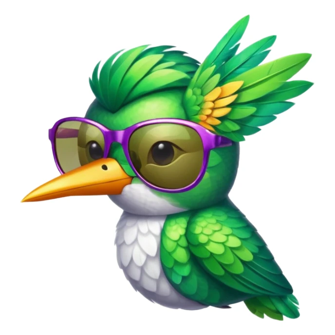 green hummingbird with sunglasses sticker