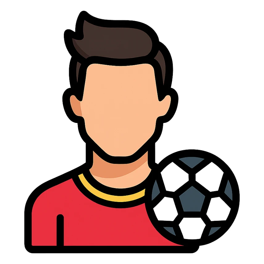 simple, recognizable icon of Ronaldo focusing on his hairstyle and football elements, clean modern icon style sticker