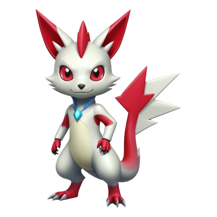 Cute Cool Edgy Shiny Futuristic Ethereal Legendary Digimon-Sneasel-Zangoose-hybrid full body sticker