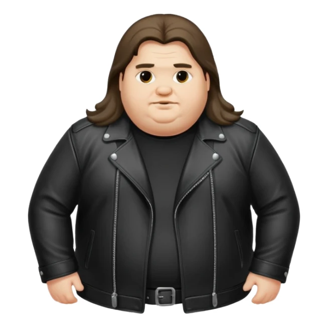 Long hair obese men in leather jacket sticker