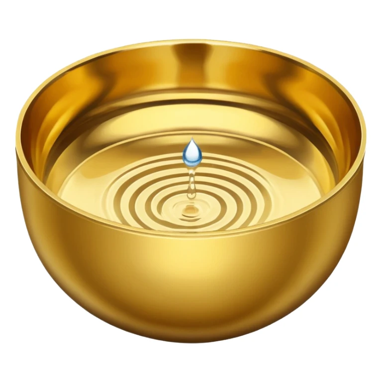 shiny gold bowl top view with water inside sticker