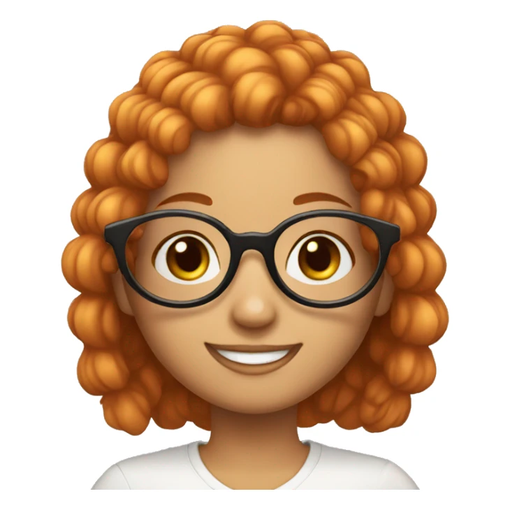 Cherry hair girl with circle glasses smile  sticker