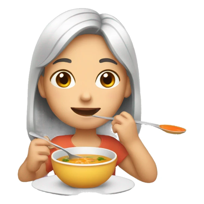 Girl eating soup sticker