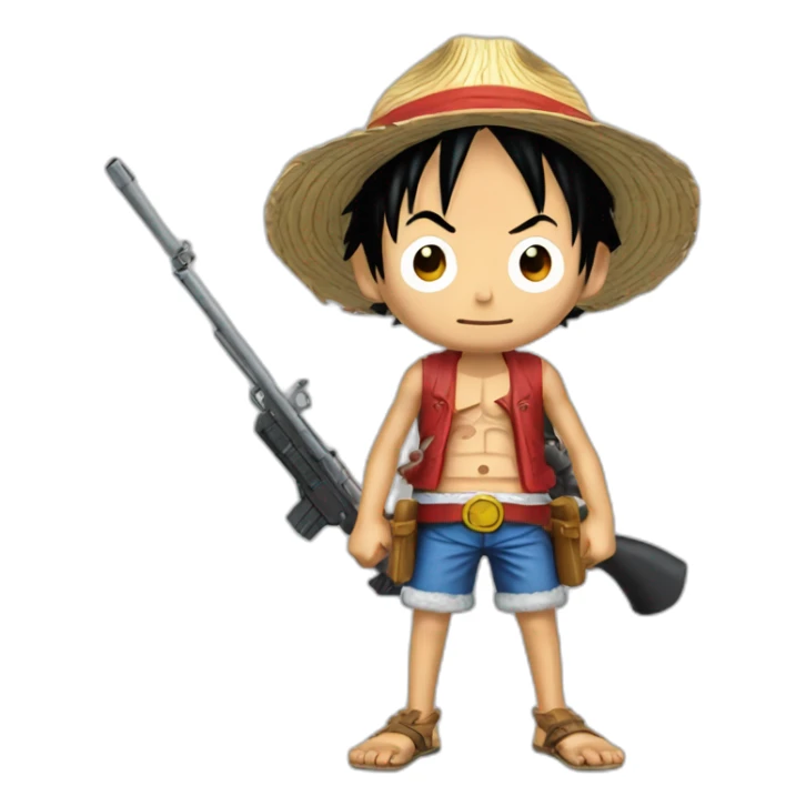 Luffy qui a un fusil a pompe sticker