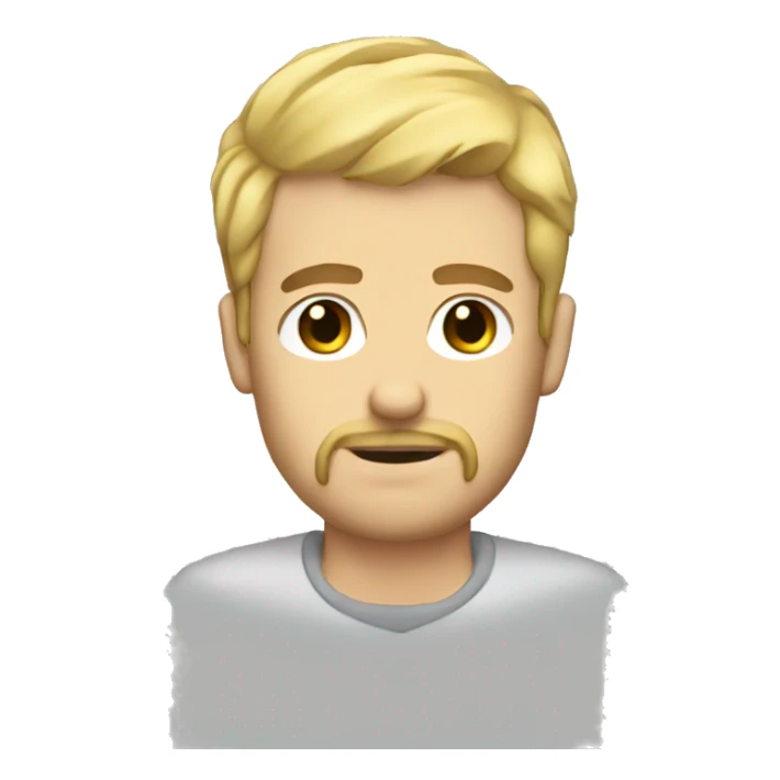 Blonde guy with scruffy facial hair and black eye sticker