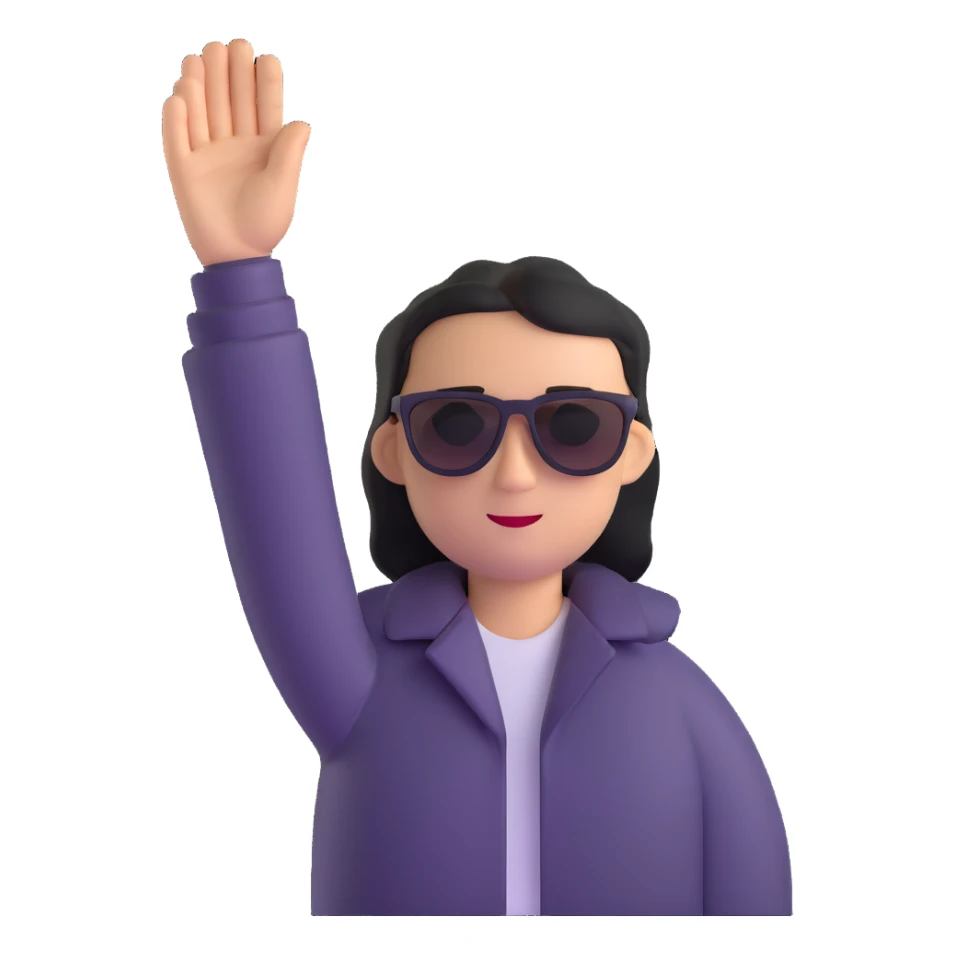 person with sunglasses, hand up in stop pose sticker
