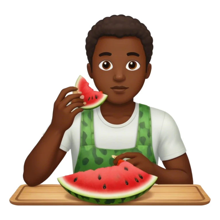 A black man eating watermelon and fried chicken sticker