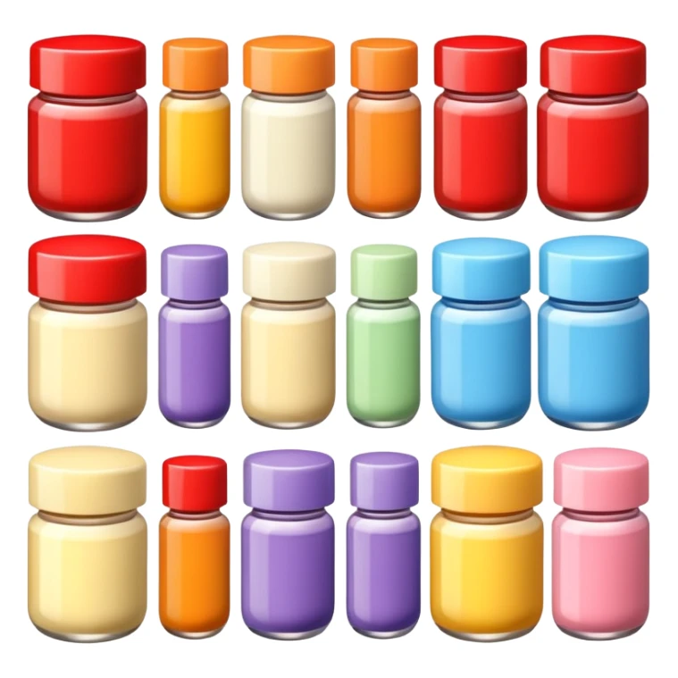 Japanese brand creams arranged with horizontal variation and vertical consistency. sticker