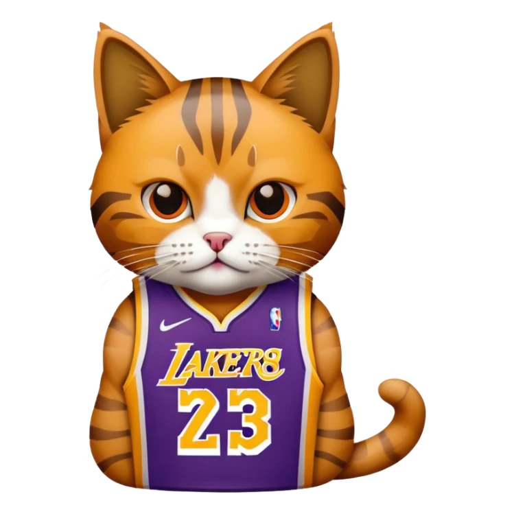 cat wearing lakers lebron james jersey sticker