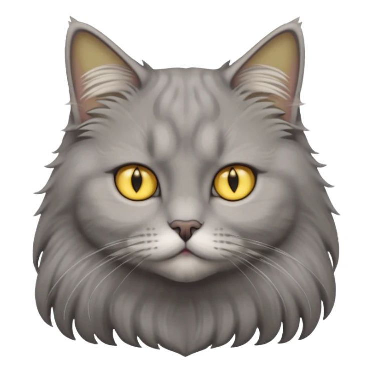 grey fluffy british long hair cat with yellow eyes cuteer  sticker
