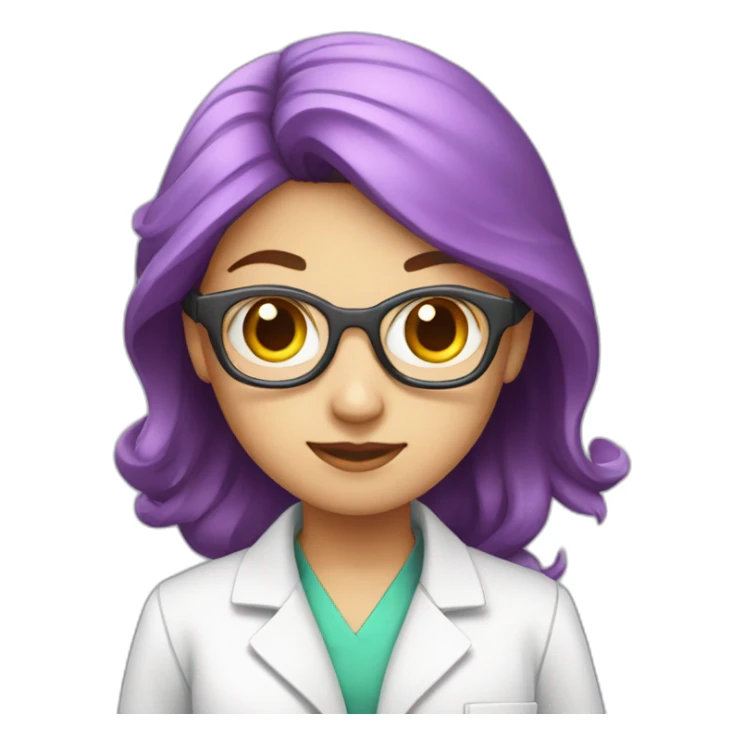 Girl with a violet hair scientist in a labcoat sticker