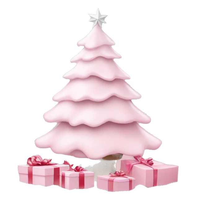 Light pink Christmas gifts under a white Christmas tree  sticker